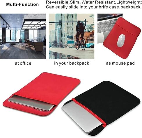 CLGD 14.0 inch Laptop Sleeve Case Cover for MacBook Pro 14" & 13", Surface Book 2/1 14.0" and Most Popular 14"-13" HP Dell Lenovo Asus Acer Razer MSI Notebooks,Black&Red in Saudi Arabia
