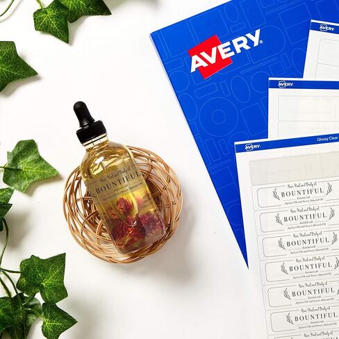 Avery Glossy Clear Rectangle Labels with Sure Feed, 5/8" x 3", 1,600 Glossy Clear Labels, Laser/Inkjet Printable Labels in Saudi Arabia