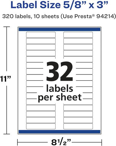 Avery Glossy Clear Rectangle Labels with Sure Feed, 5/8" x 3", 1,600 Glossy Clear Labels, Laser/Inkjet Printable Labels in Saudi Arabia