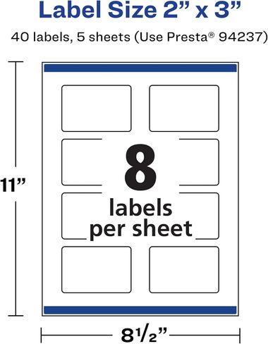 Avery Durable Waterproof Rectangle Labels with Sure Feed, Print to The Edge, 2" x 3", 40 Oil and Tear-Resistant Labels, Laser/Pigment-Based Inkjet Printable Labels (36559) in Saudi Arabia