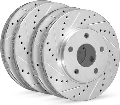 R1 Concepts Front Rear Brake Rotor Kit |Brake Rotors| Brake Disc |Drilled and Slotted|fits 2006-2015 Mazda MX-5 Miata in Saudi Arabia