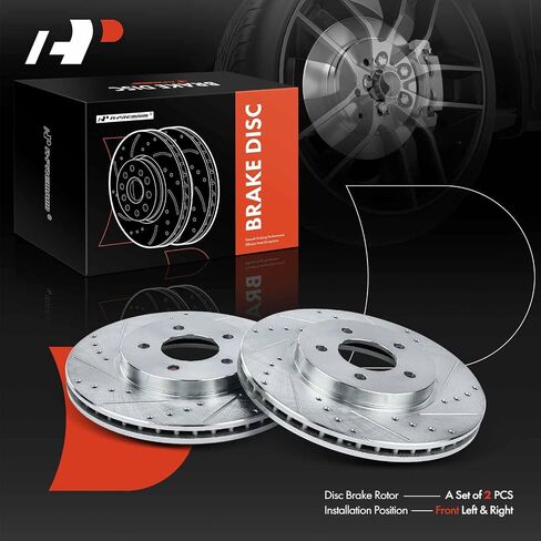A-Premium 11.92 inch (302.8mm) Front Drilled and Slotted Disc Brake Rotors Compatible with Select Ford, Mercury and Mazda Models - Escape 2005-2012, Tribute/Mariner 2005-2011, 2-PC Set in Saudi Arabia