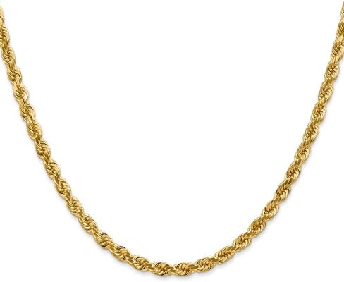 Diamond2Deal Gift for Mothers Day 14k Yellow Gold 4mm Diamond Cut Rope Chain Necklace in Saudi Arabia