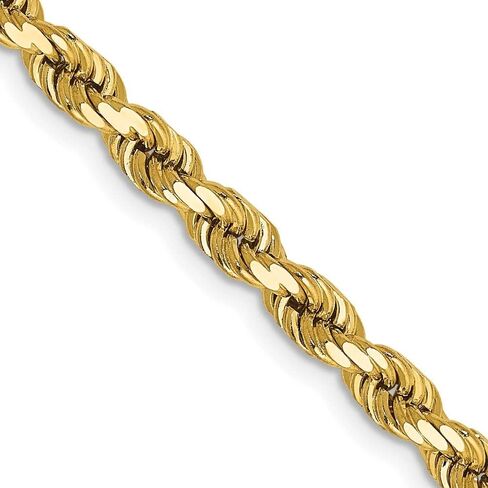 Diamond2Deal Gift for Mothers Day 14k Yellow Gold 4mm Diamond Cut Rope Chain Necklace in Saudi Arabia