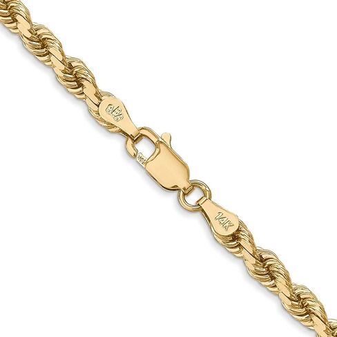 Diamond2Deal Gift for Mothers Day 14k Yellow Gold 4mm Diamond Cut Rope Chain Necklace in Saudi Arabia