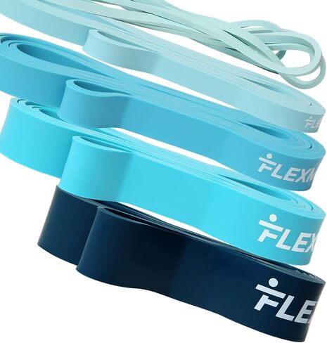 Resistance Bands for Working Out by Flexmate- 5 Resistance Levels Pull Up Assistant Band Set- 100% Latex Fitness Bands for Physical Therapy, Strength, Weightlifting, Crossfit- Workout Guide Included in Saudi Arabia