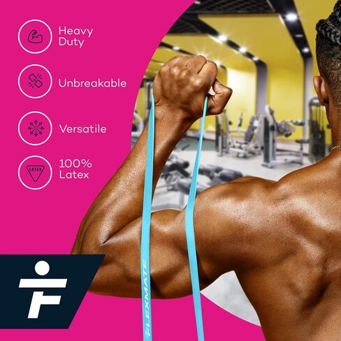 Resistance Bands for Working Out by Flexmate- 5 Resistance Levels Pull Up Assistant Band Set- 100% Latex Fitness Bands for Physical Therapy, Strength, Weightlifting, Crossfit- Workout Guide Included in Saudi Arabia