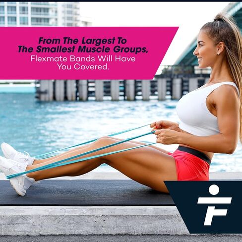 Resistance Bands for Working Out by Flexmate- 5 Resistance Levels Pull Up Assistant Band Set- 100% Latex Fitness Bands for Physical Therapy, Strength, Weightlifting, Crossfit- Workout Guide Included in Saudi Arabia