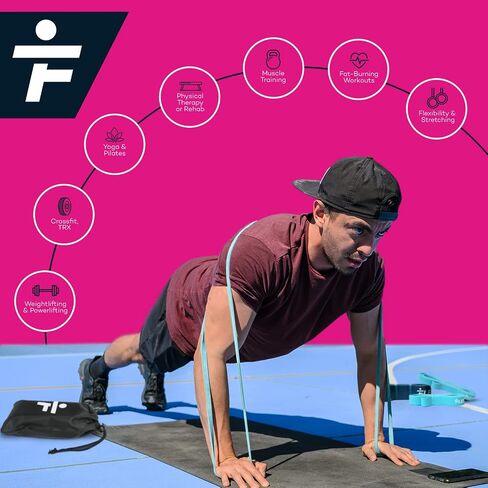 Resistance Bands for Working Out by Flexmate- 5 Resistance Levels Pull Up Assistant Band Set- 100% Latex Fitness Bands for Physical Therapy, Strength, Weightlifting, Crossfit- Workout Guide Included in Saudi Arabia