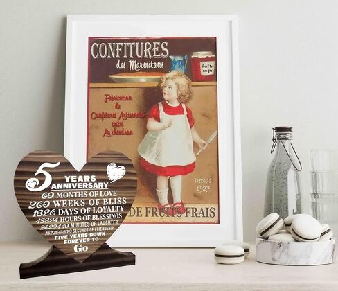5th Anniversary Wood Plaque, Wood Sign, Gift Wood Plaque Heart, Heart Wood Sign, Unisex Gifts, 5th Wedding for Her, for Him, for Couple, 5 Years of Marriage, 5 Years Together as Husband & Wife in Saudi Arabia