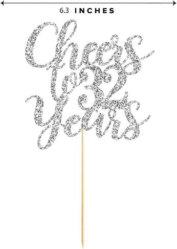 32 Silver Glitter Happy 32nd Birthday Cake Topper, Cheers to 32 Years Party Decorations, Supplies, cake topper in Saudi Arabia