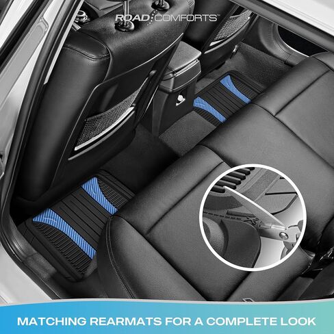 Road Comforts Car Floor Mat, Heavy Duty Rubber Liners, Anti Slip Design, Universal Fit Full Set, All Seasons Trim to Fit Custom Car Floor Mats for Vehicles, Cars, Trucks, SUVs Black in Saudi Arabia