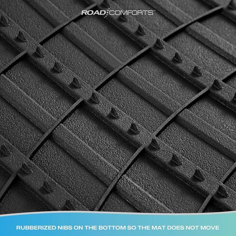 Road Comforts Car Floor Mat, Heavy Duty Rubber Liners, Anti Slip Design, Universal Fit Full Set, All Seasons Trim to Fit Custom Car Floor Mats for Vehicles, Cars, Trucks, SUVs Black in Saudi Arabia