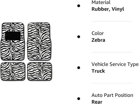 New Animal Print Purple Zebra Floor Mat Set with Vinyl Heel Pad Universal 4PC for Cars Trucks SUVs (Purple Zebra). in Saudi Arabia
