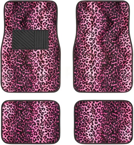 New Animal Print Purple Zebra Floor Mat Set with Vinyl Heel Pad Universal 4PC for Cars Trucks SUVs (Purple Zebra). in Saudi Arabia