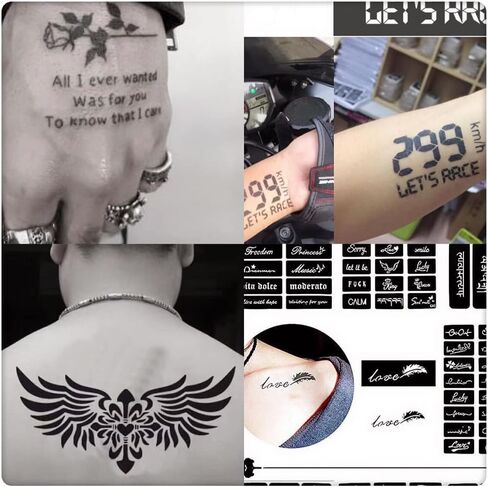 10 ورقات استنسل وشم مؤقت، قوالب وشم وهمية شبه دائمة، استنسل حناء قابل لإعادة الاستخدام، حجم كبير للنساء والفتيات والأطفال، رسم على الوجه، فن الجسم- TSD007 in Kuwait