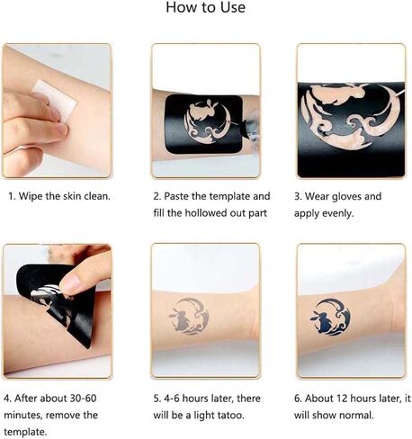 10 ورقات استنسل وشم مؤقت، قوالب وشم وهمية شبه دائمة، استنسل حناء قابل لإعادة الاستخدام، حجم كبير للنساء والفتيات والأطفال، رسم على الوجه، فن الجسم- TSD007 in Kuwait