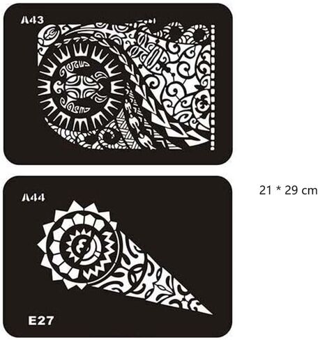 10 ورقات استنسل وشم مؤقت، قوالب وشم وهمية شبه دائمة، استنسل حناء قابل لإعادة الاستخدام، حجم كبير للنساء والفتيات والأطفال، رسم على الوجه، فن الجسم- TSD007 in Kuwait