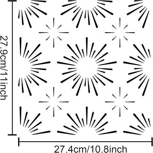 MAYJOYDIY Starburst Stencil 11.8"×11.8" Star Stencil Template Square Reusable PET Hollow Out Starburst Stars Light Stencil for Floors/Walls/Furniture/Clothes/Bags DIY Art Crafts in Saudi Arabia