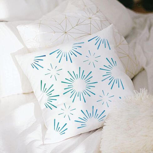 MAYJOYDIY Starburst Stencil 11.8"×11.8" Star Stencil Template Square Reusable PET Hollow Out Starburst Stars Light Stencil for Floors/Walls/Furniture/Clothes/Bags DIY Art Crafts in Saudi Arabia