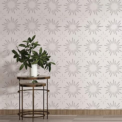MAYJOYDIY Starburst Stencil 11.8"×11.8" Star Stencil Template Square Reusable PET Hollow Out Starburst Stars Light Stencil for Floors/Walls/Furniture/Clothes/Bags DIY Art Crafts in Saudi Arabia