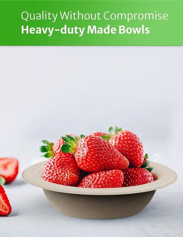 100% Compostable Bowls, [12 oz] [100-Count] Disposable Bowls, BPI-Certified Paper Bowls Disposable, Bagasse Paper Bowls, Recyclable Soup Bowls in Saudi Arabia