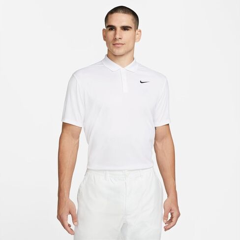 قميص التنس NikeCourt Dri-FIT للرجال (as1، Alpha، x_l، عادي، عادي، أبيض/أسود) in Saudi Arabia