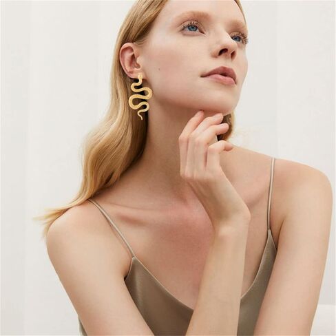 Long Vintage Snake Drop Earrings Statement Fashion Delicate Diamond Animal Snake Earrings for Women Creative Jewelry in Saudi Arabia