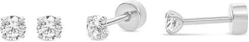 Crystal Tiny Stud with Screw on Back Earrings for Women & Girls Stainless Steel 18k Gold plated Stud Earrings in Saudi Arabia