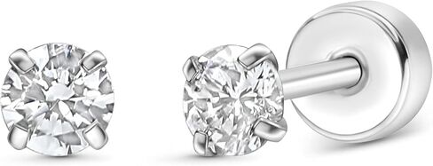 Crystal Tiny Stud with Screw on Back Earrings for Women & Girls Stainless Steel 18k Gold plated Stud Earrings in Saudi Arabia