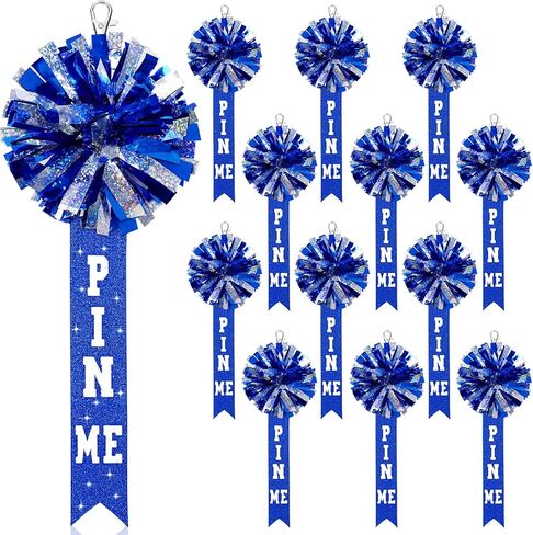 12 قطعة من سلسلة مفاتيح التشجيع Pin Me Ribbon Blue Cheer Pins Charms Pin Me Bows Cheer Pom Pom Keychain التشجيع هدايا التشجيع السائبة لحقائب الظهر ملحقات حقيبة التشجيع in Kuwait