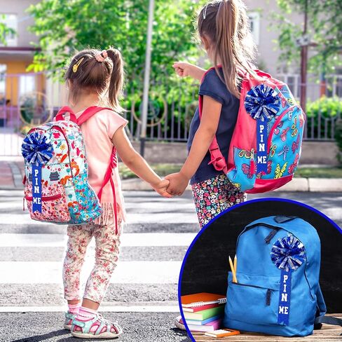 12 قطعة من سلسلة مفاتيح التشجيع Pin Me Ribbon Blue Cheer Pins Charms Pin Me Bows Cheer Pom Pom Keychain التشجيع هدايا التشجيع السائبة لحقائب الظهر ملحقات حقيبة التشجيع in Kuwait