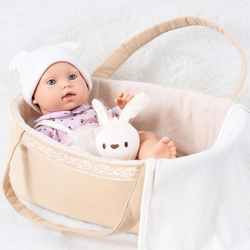 ZNTWEI 12 Inch Baby Doll Playset in Gift Box with Pink Clothes and Accessories Including Doll Clothes, Bassinet Bed, Blanket, Toys in Saudi Arabia