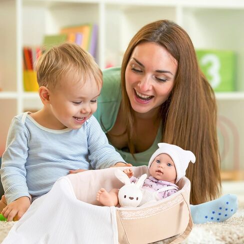 ZNTWEI 12 Inch Baby Doll Playset in Gift Box with Pink Clothes and Accessories Including Doll Clothes, Bassinet Bed, Blanket, Toys in Saudi Arabia