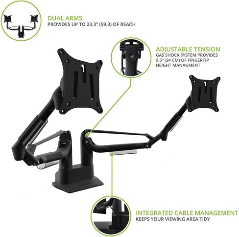 Kanto DMS2000 Dual-Monitor Desktop Mount for 17-inch to 32-inch Displays | Black in Saudi Arabia
