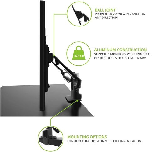 Kanto DMS2000 Dual-Monitor Desktop Mount for 17-inch to 32-inch Displays | Black in Saudi Arabia