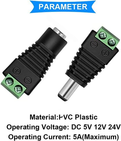 10Pairs 12V DC Power Connector 5.5mm x 2.1mm 5A Male & Female DC Power Jack Plug Adapter for CCTV Camera/Led Strip with 5PCS USB Male Cable, 5PCS USB Female Cable, Phillips Screwdriver in Saudi Arabia