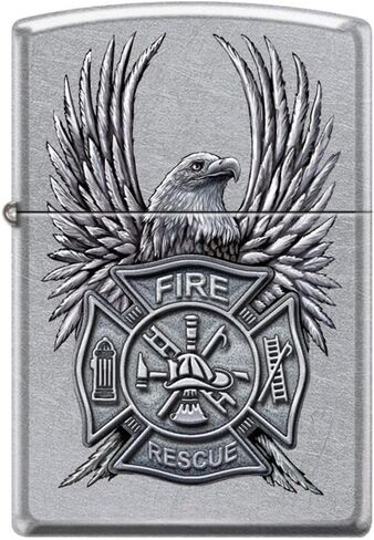 Zippo Lighter- Fire Rescue Eagle Firefighter Street Chrome Windproof Lighter #Z5158 in Saudi Arabia