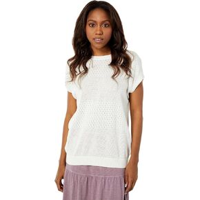 Pointelle Sweater Lace-Up Back Top