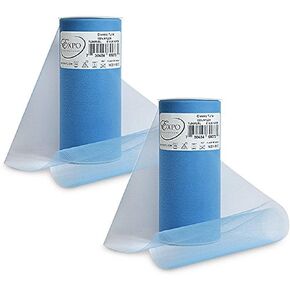 Expo International Pack of 2 Premium Matte Spool of 6-inch X 25 Yards | Light Blue Tulle