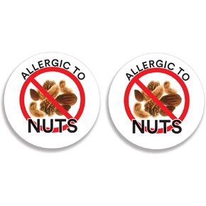Allergic to Nuts Pinback Buttons/Pins (2.25 inches) Set of 2