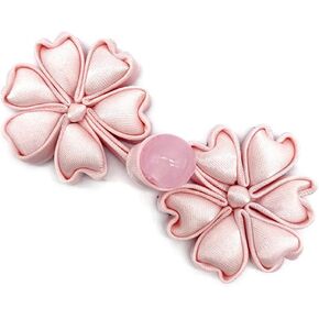 1 Set Handmade Chinese Cheongsam Frog Buttons Closure Sewing Bead Flower Shaped Fasteners for Cloak Coats Scarf, Pink