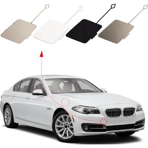 Front Bumper Tow Hook Cover Fit for BMW 5-Series F10 F11 528i 535d 535i 550i Sedan 2014 2015 2016 Towing Eye Cap 51117332682 (White, Right Passenger Side) Xinpinsai