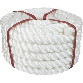 Aoneky Twisted Polypropylene Rope, White (1/2 inch x 25 ft)