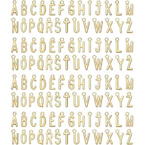 104pcs A-Z Alphabet Letter Charms, Alloy Initial Charms for Jewelry Making Uppercase Letter Pendants Gold Spacer Charms for Bracelets DIY Craft Wristbands Necklace