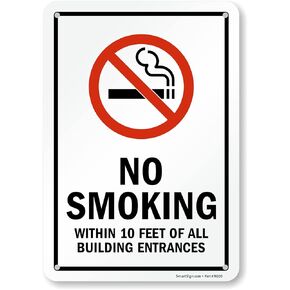 SmartSign 10 x 7 inch “No Smoking Within 10 Feet of All Building Entrances" Oregon State Sign, Digital Printing, 55 mil HDPE Plastic, Red, Black and White
