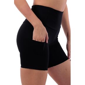 High Waist Yoga Shorts with Pockets Super Soft Tummy Control Biker Shorts for Workout Gym Running
