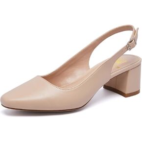 Women's Low Chunky Slingback Heels Square Toe Block Dress Shoes Closed Toe Comfortable Wedding Office Work Pumps