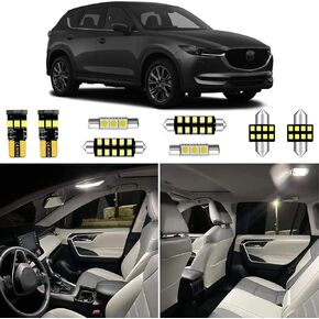 9pcs White CX-5 Interior LED Lights Kits for 2013 2014 2015 2016 2017 2018 2019 2020 2021 2022 Mazda CX-5 6000K Super Bright White Interior LED Bulbs Package + Installation Tool