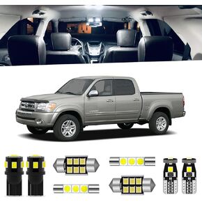 12-Pieces Tundra LED Interior Light Kit Package for Toyota Tundra 2000 2001 2002 2003 2004 2005 2006 White Interior LED Lighting Package + Cargo Lights, License Plate Lights, Install Tool